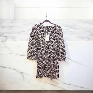 Who What Wear Black and Pink Polka Dot Dress